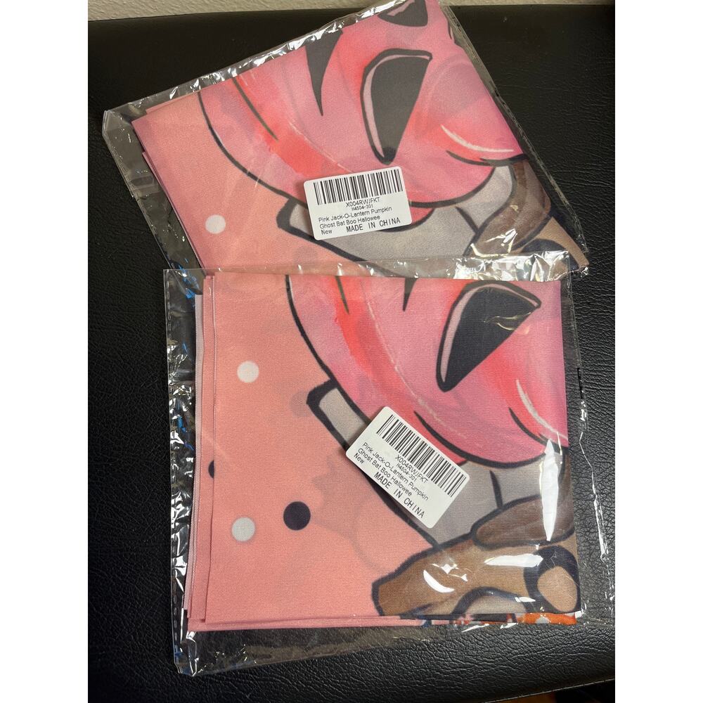 Two pink pumpkin Halloween table runners - NWT